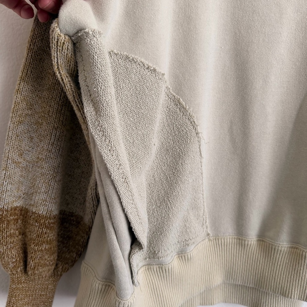 FP Movement Metti Crewneck Sweatshirt Sage Green Patchwork Quilted Pullover Sm - Picture 3 of 6